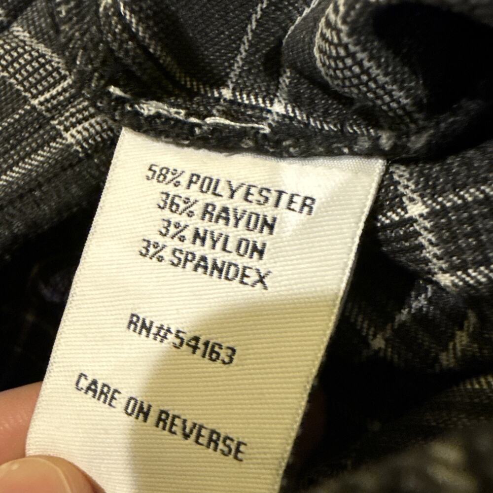Calvin Klein-Womens Pants-Dark Gray Plaid Pull On Trouser-Preppy-Size 2 - Picture 8 of 15